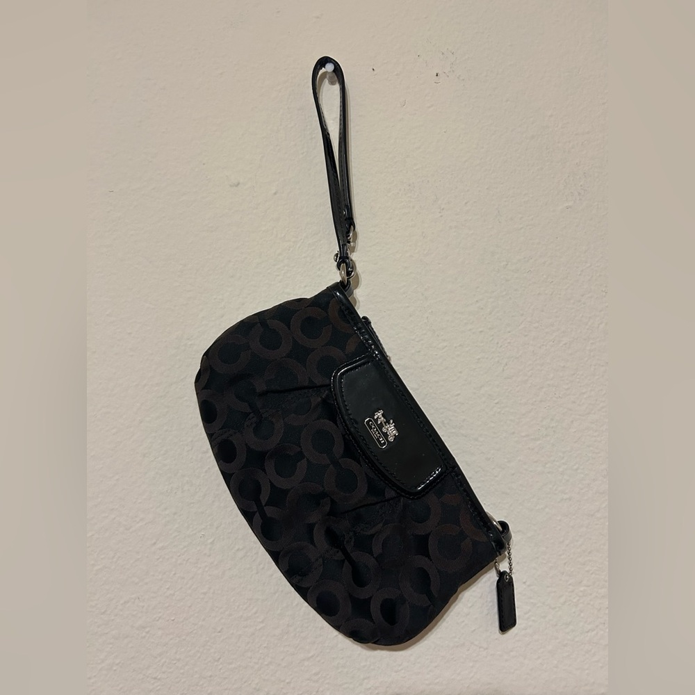 Coach Black and Brown Signature Wristlet
